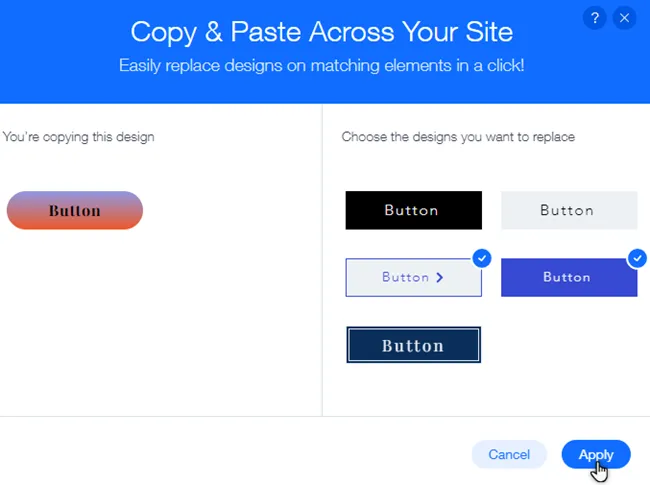 Copy & Page across your site in Wix